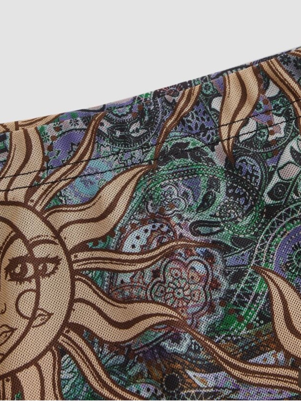 SHEIN MOD Sun Print Lettuce Trim Celestial Motif Maxi Skirt Medium - Picture 4 of 14